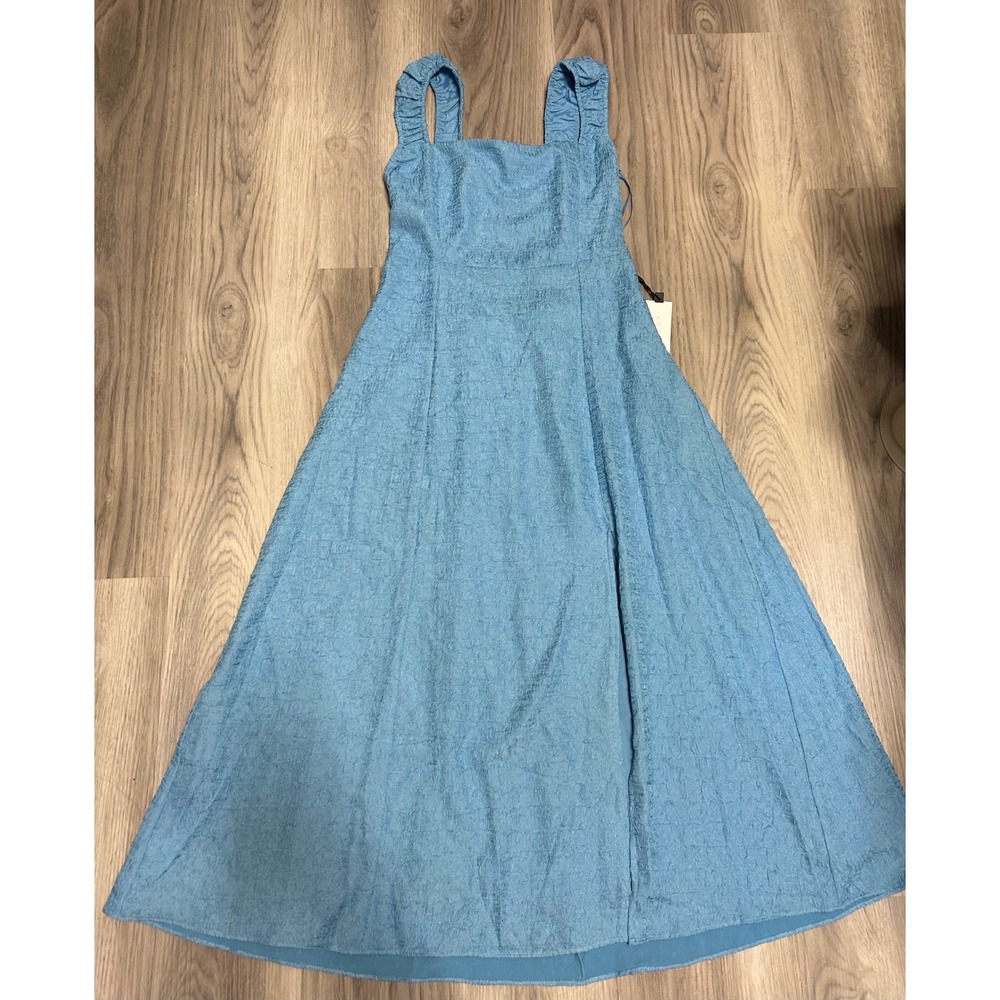 ASTR The Label Womens Midsummer Lace Up Back Maxi Dress M Blue